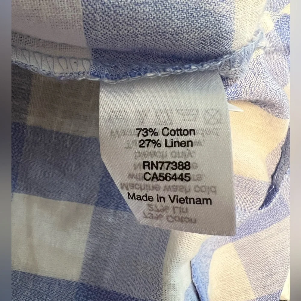 J.Crew Periwinkle White Gingham Sleeveless Tie Hem Blouse Women Size 4 Preppy